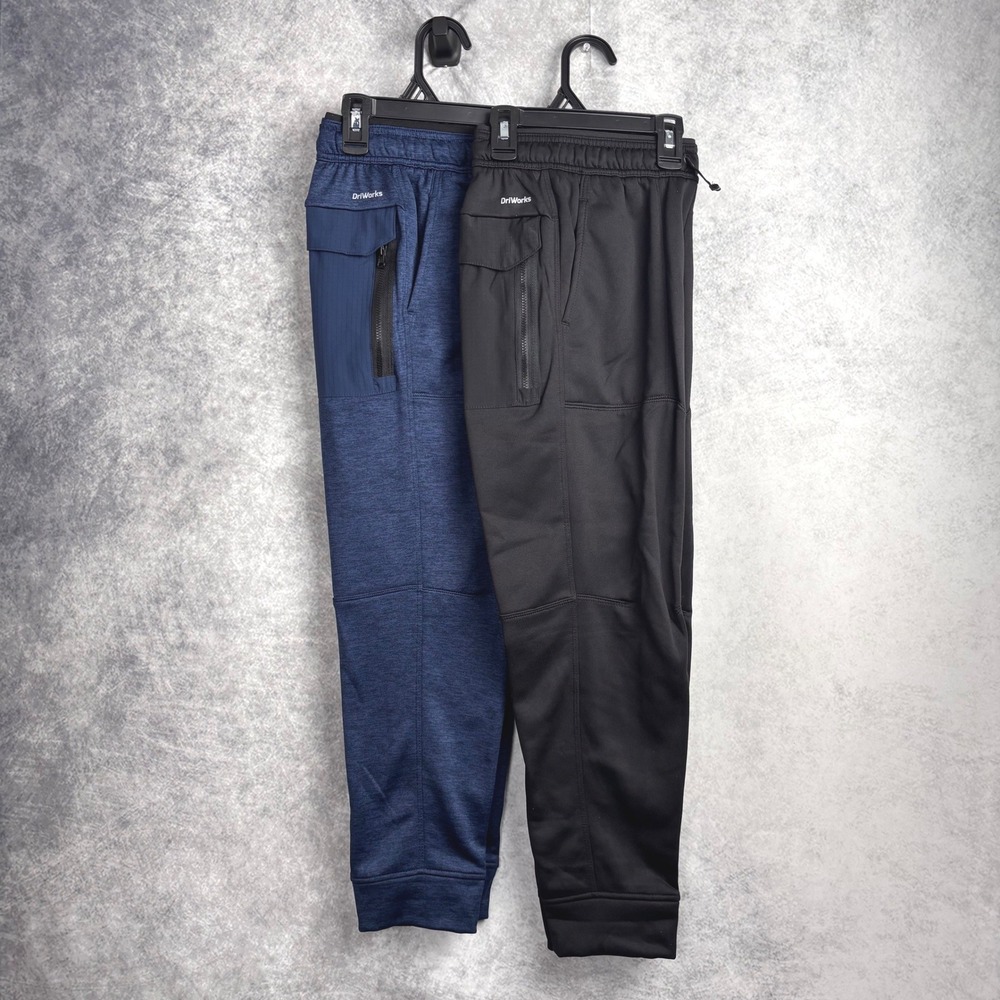 Athletic Works Boys Tech Fleece Jogger Pant Bundle Lot of 2 Black Blue Large NWT